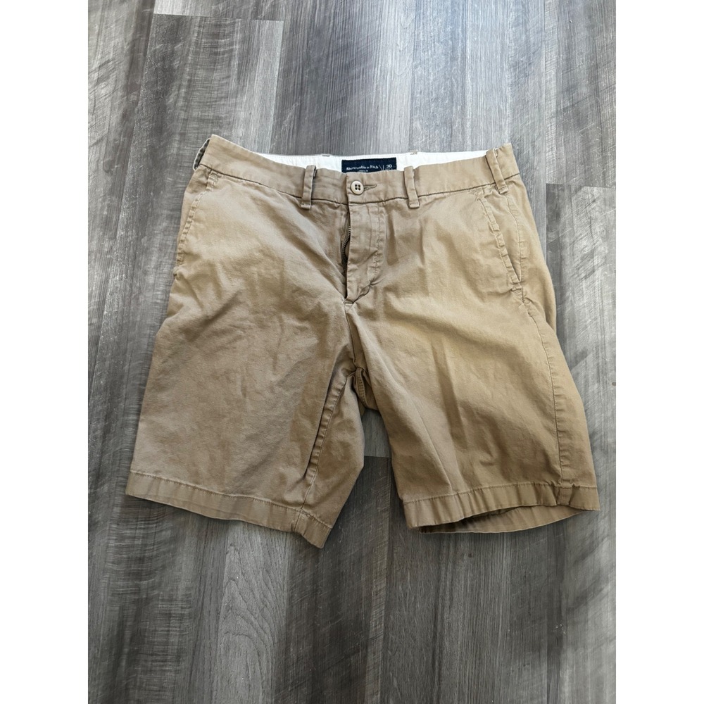 Abercrombie & Fitch Mens Chino Shorts Khaki Tan Stretch Size 30